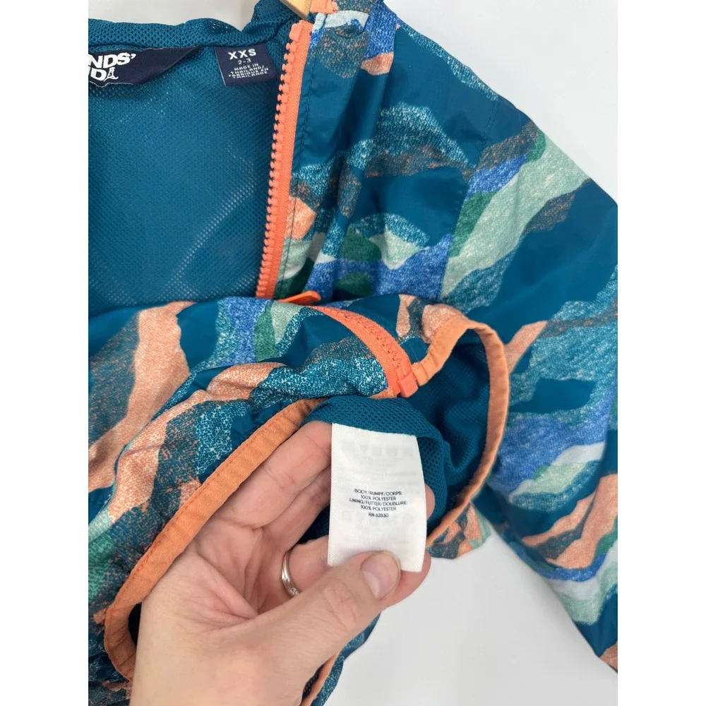 Lands'‎ End Packable Windbreaker Toddler XXS 2t 3t Blue Mountain Unisex Spring